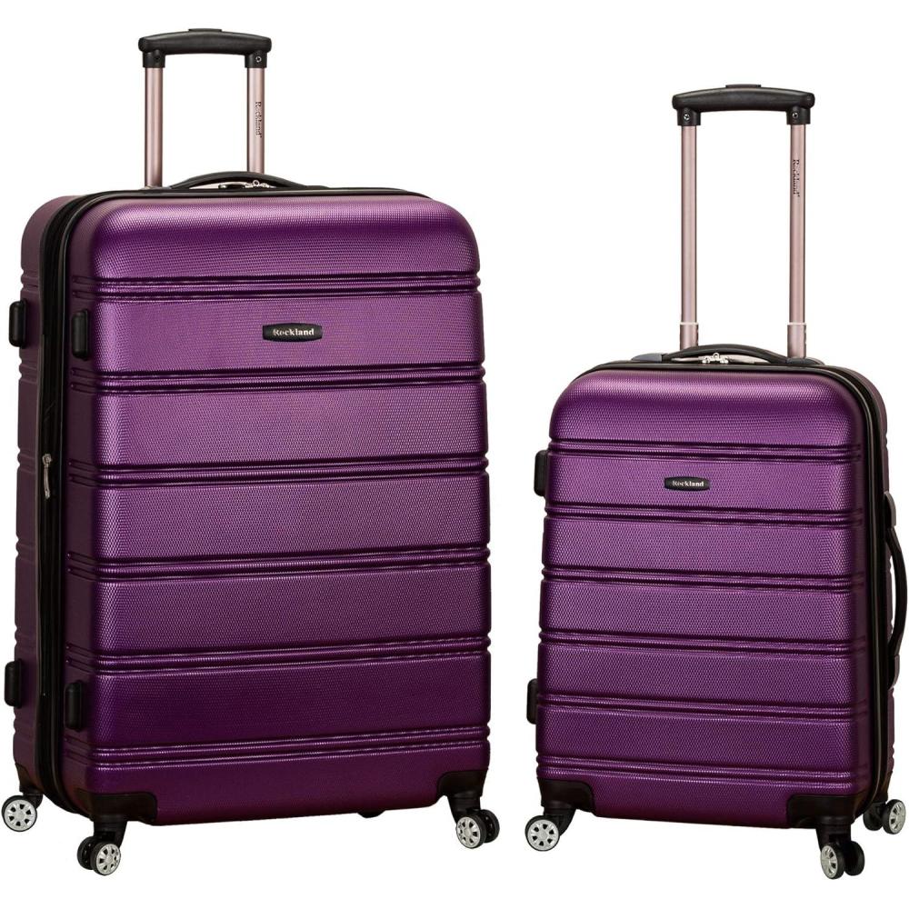 imageRockland Melbourne Hardside Expandable Spinner Wheel Luggage Champagne 2 Piece 20quot28quotPURPLE