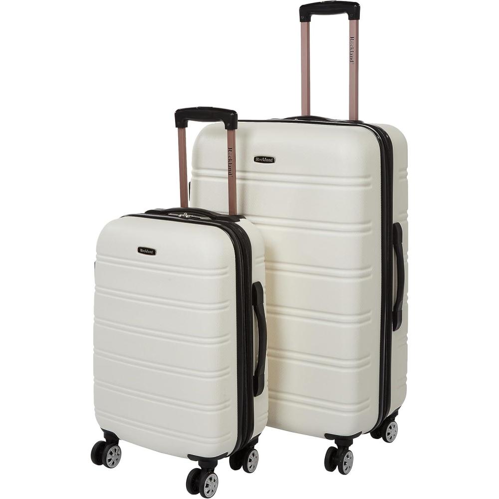 imageRockland Melbourne Hardside Expandable Spinner Wheel Luggage Champagne 2 Piece 20quot28quotWHITE