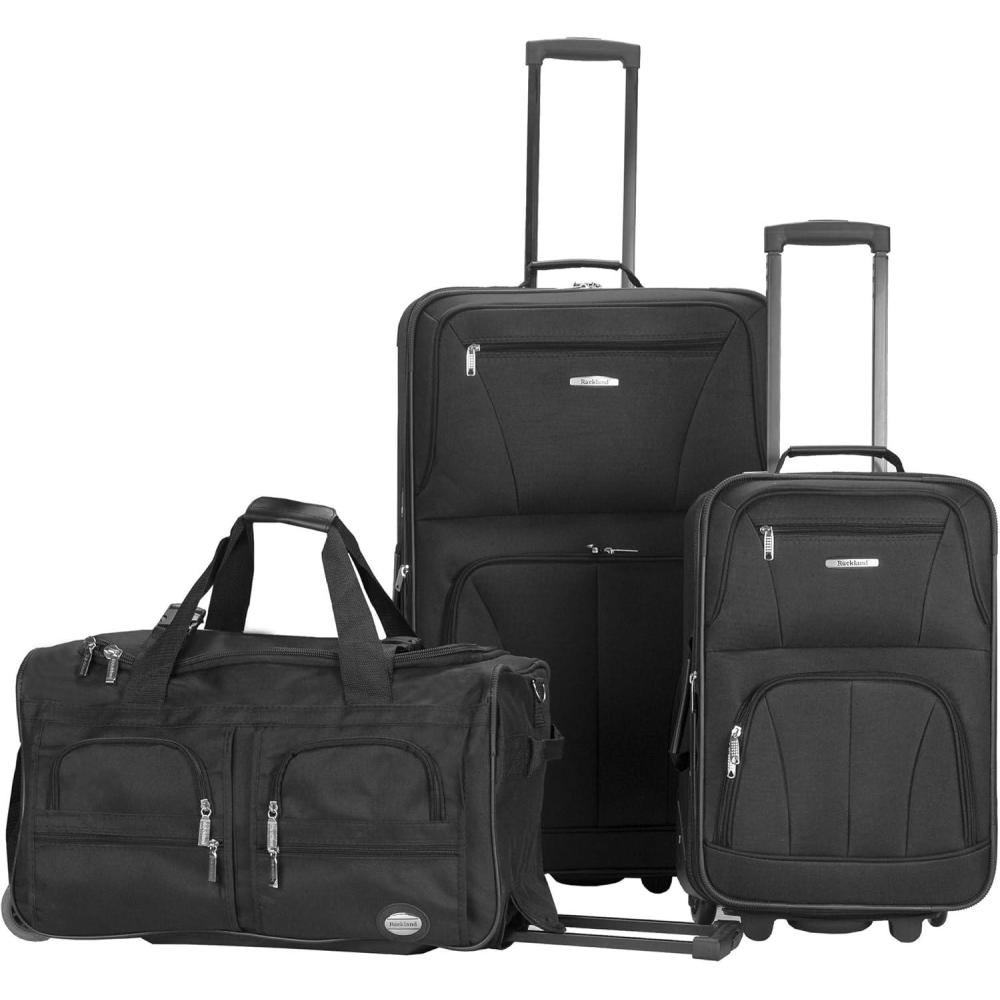 imageRockland Melbourne Hardside Expandable Spinner Wheel Luggage Mint 3Piece Set 202428BLACK