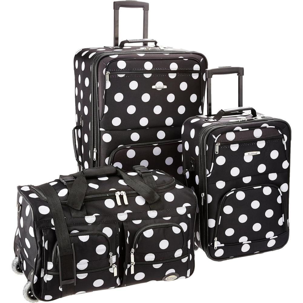 imageRockland Melbourne Hardside Expandable Spinner Wheel Luggage Mint 3Piece Set 202428BLACKDOT