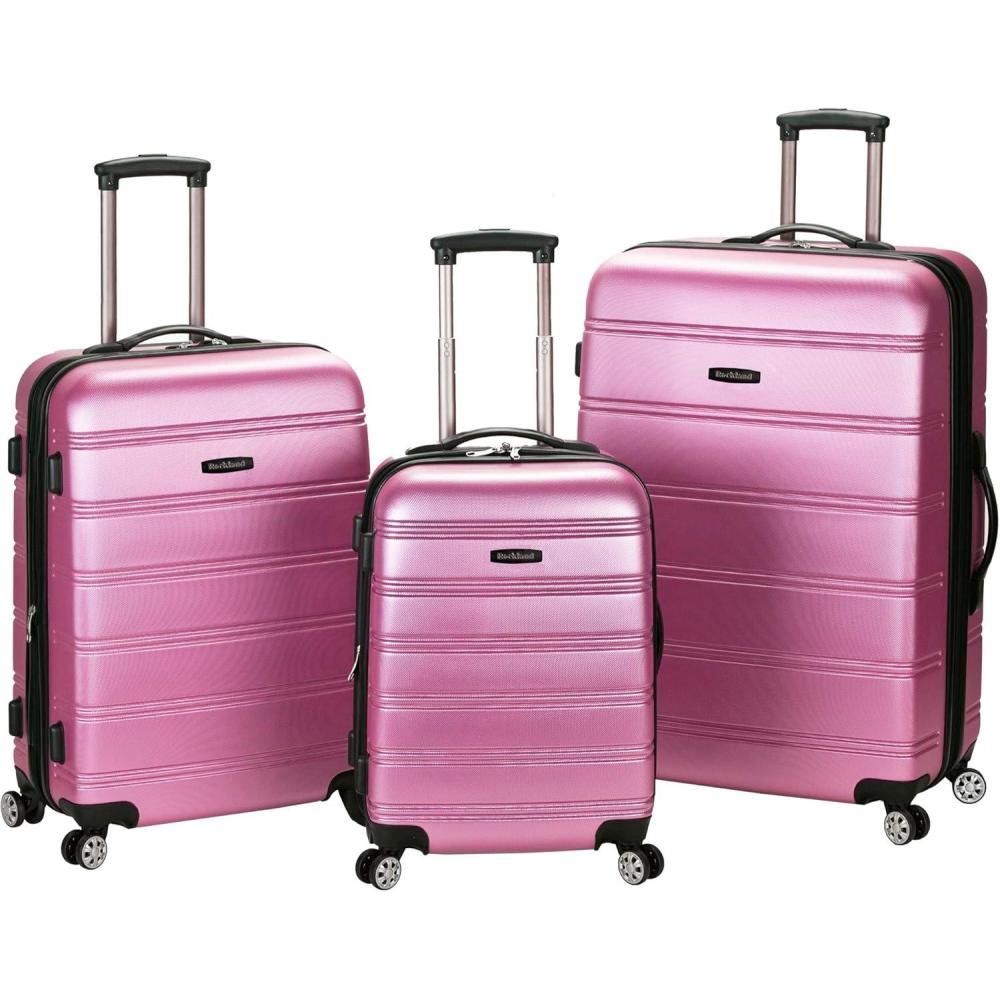 imageRockland Melbourne Hardside Expandable Spinner Wheel Luggage Mint 3Piece Set 202428PINK