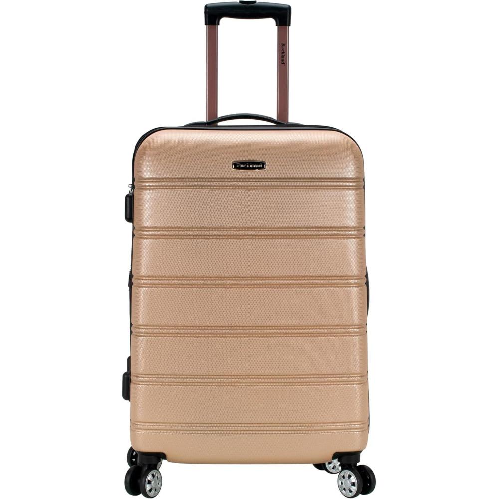 imageRockland Melbourne Hardside Expandable Spinner Wheel Luggage Set Purple CarryOn 20Inch and Tote 14InchChampagne