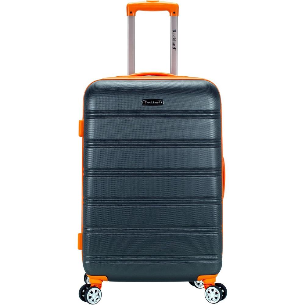 imageRockland Melbourne Hardside Expandable Spinner Wheel Luggage Set Purple CarryOn 20Inch and Tote 14InchCharcoal
