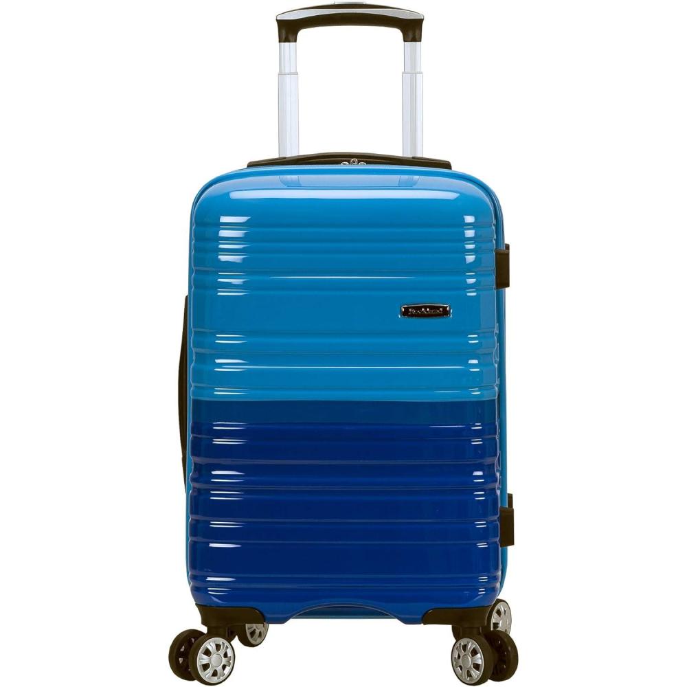 imageRockland Melbourne Hardside Expandable Spinner Wheel Luggage Set Purple CarryOn 20Inch and Tote 14InchTwo Tone Blue