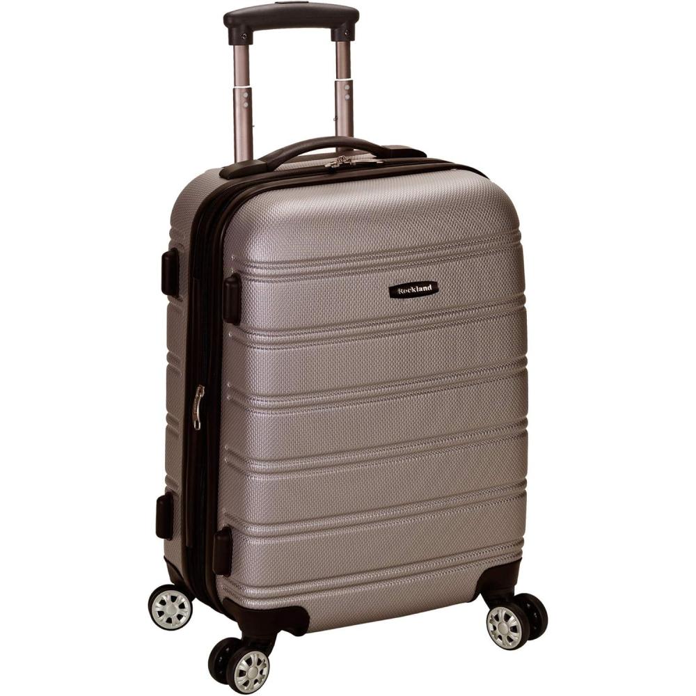 imageRockland Melbourne Hardside Expandable Spinner Wheel Luggage Silver CarryOn 20Inch