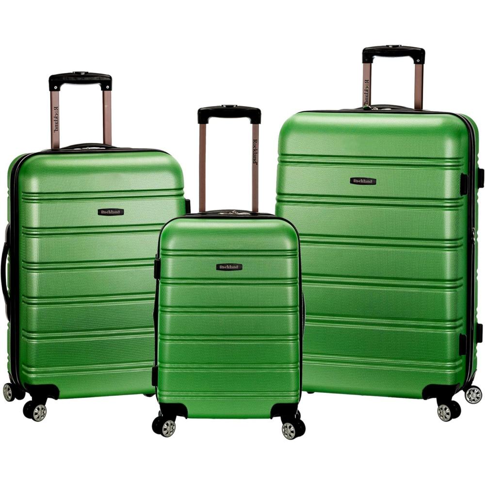 imageRockland Melbourne Hardside Expandable Spinner Wheel Luggage White CheckedLarge 28InchGREEN