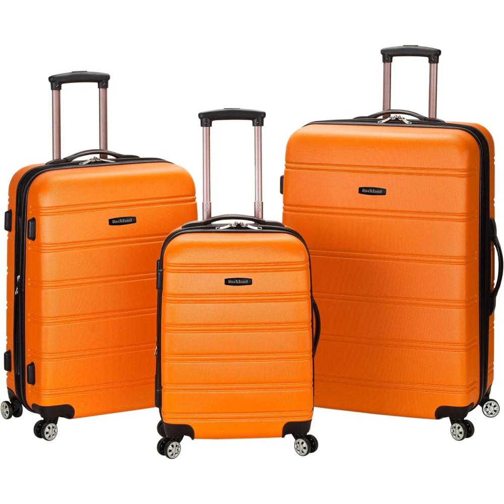 imageRockland Melbourne Hardside Expandable Spinner Wheel Luggage White CheckedLarge 28InchORANGE