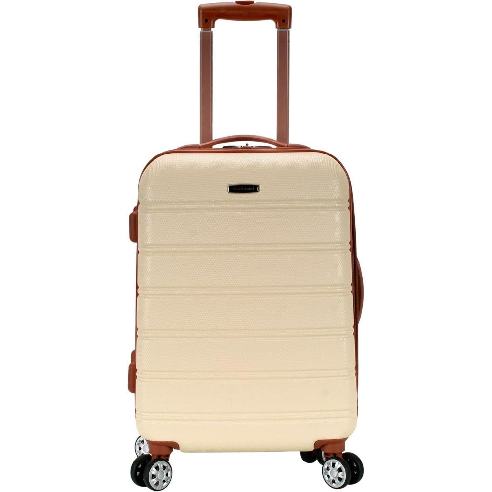 imageRockland Melbourne Hardside Spinner Wheel Luggage Rosegold CarryOn 20InchWHITE
