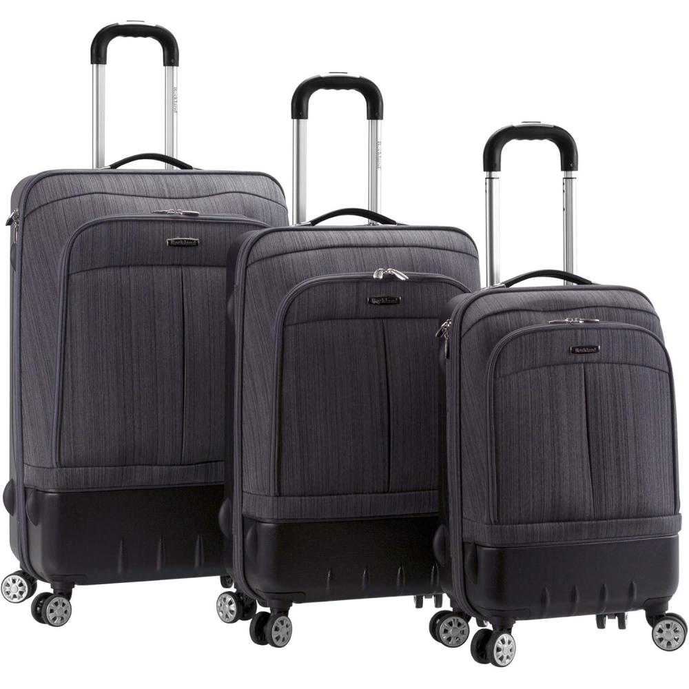imageRockland Milan Hybrid Spinner Wheel Luggage set Grey 3Piece Set 202428 Brown F136BROWN