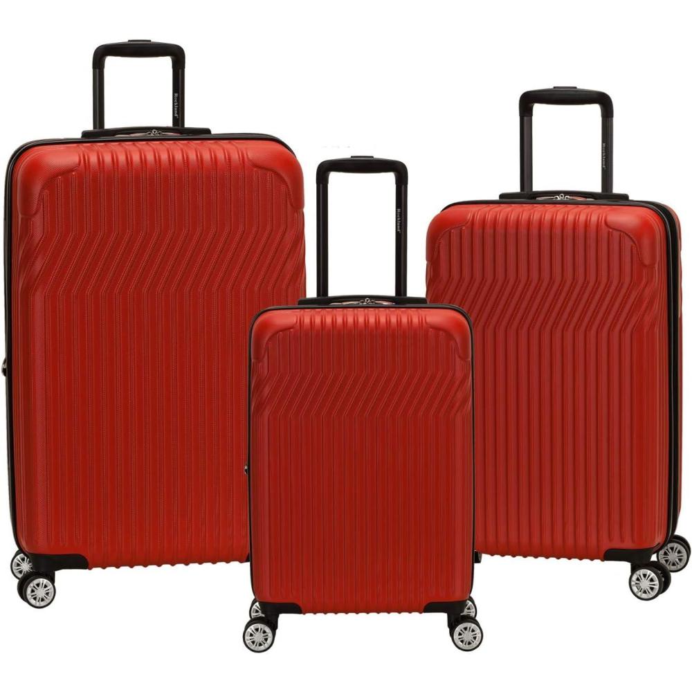 imageRockland Pista 3 Piece Abs NonExpandable Luggage Set Black One SizeRed