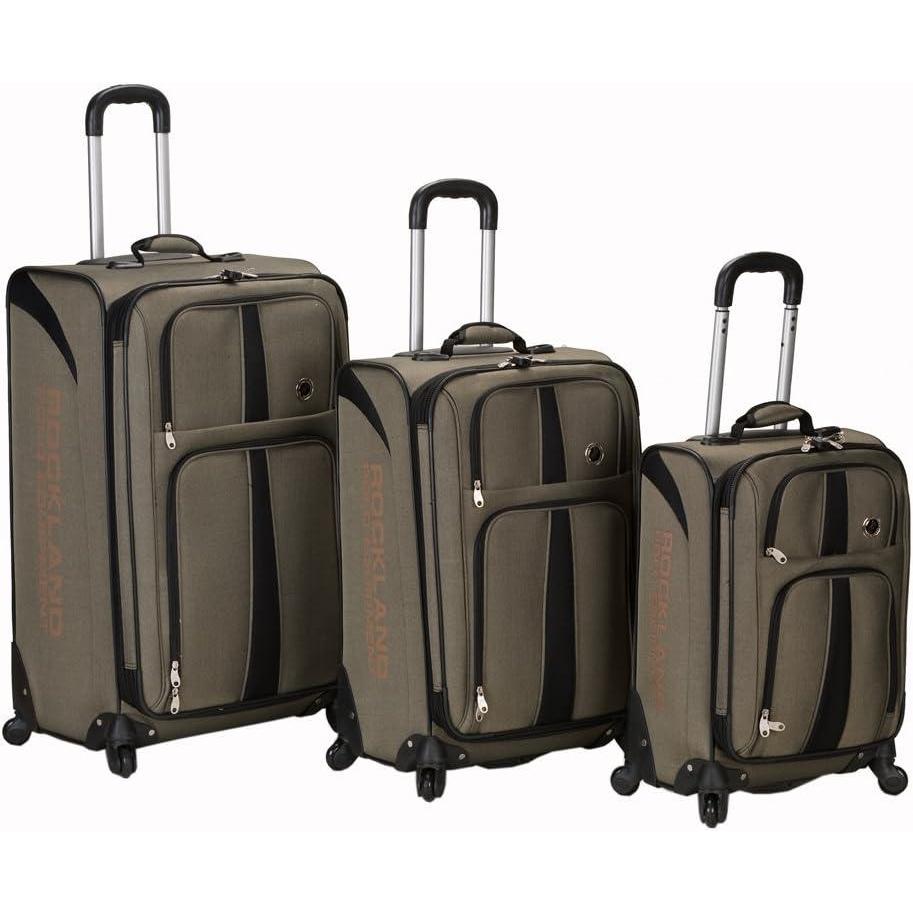 imageRockland Polo Equipment Eclipse 3Piece Spinner Wheel Luggage Set Khaki 3Piece Set 222428Khaki