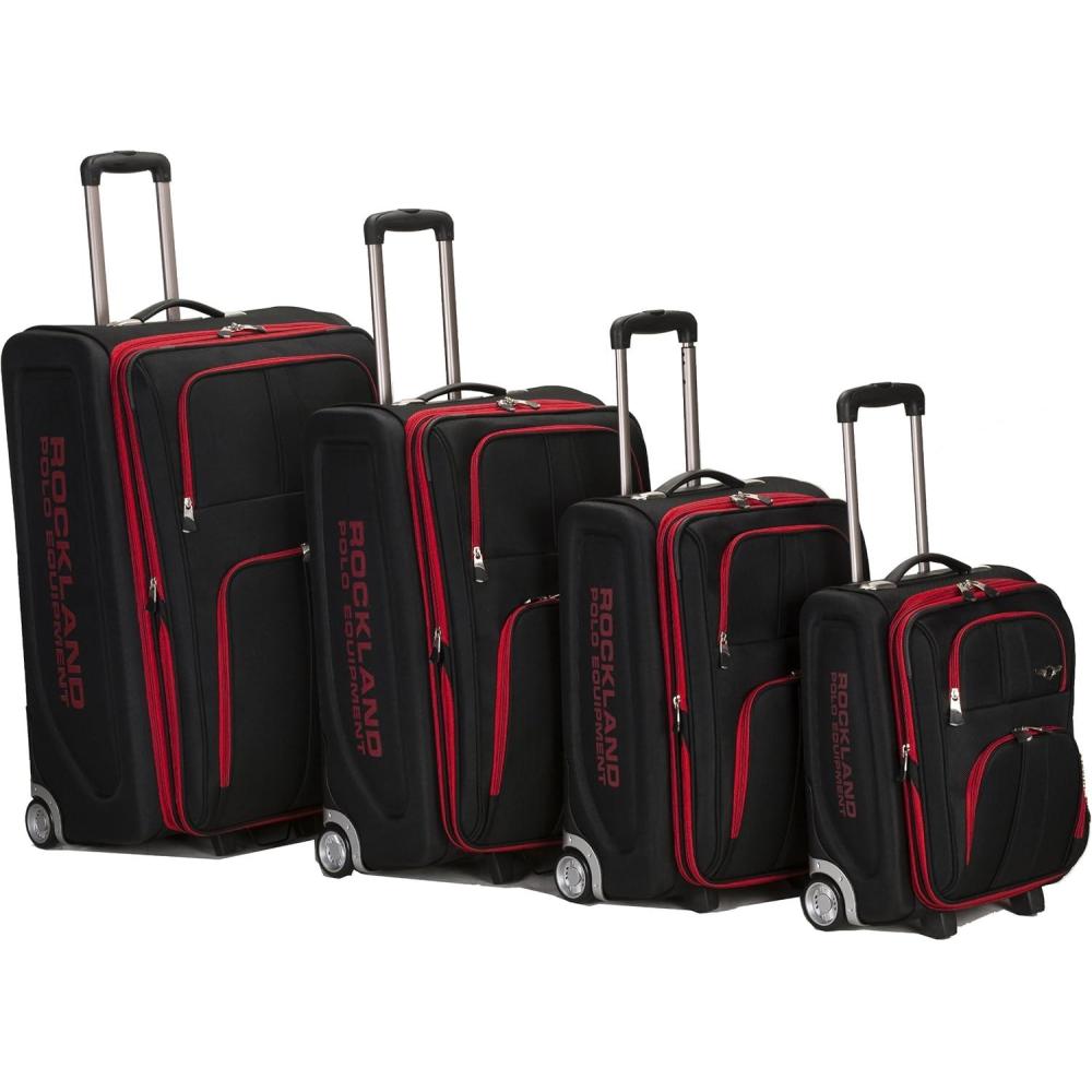 imageRockland Polo Equipment Varsity Softside Upright Luggage Set Charcoal 4piece Set 18222630Black