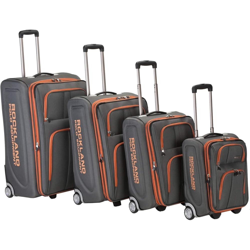 imageRockland Polo Equipment Varsity Softside Upright Luggage Set Charcoal 4piece Set 18222630Charcoal