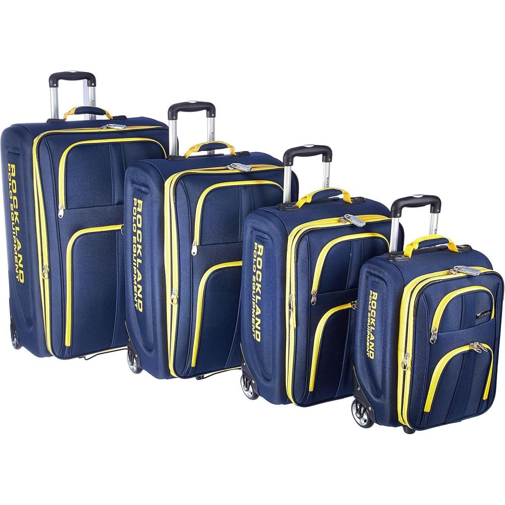 imageRockland Polo Equipment Varsity Softside Upright Luggage Set Charcoal 4piece Set 18222630Navy
