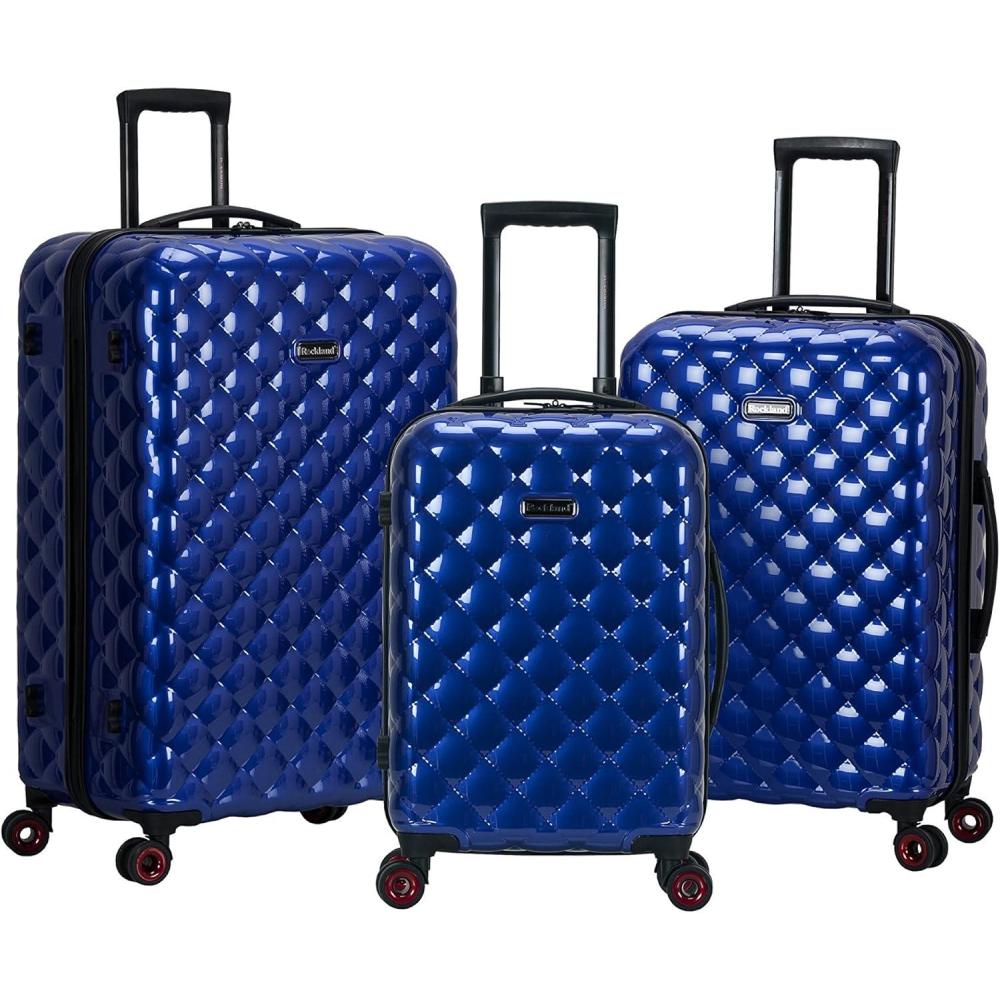 imageRockland Quilt Hardside Spinner Wheel Luggage Set Red 3Piece Set 202428Blue
