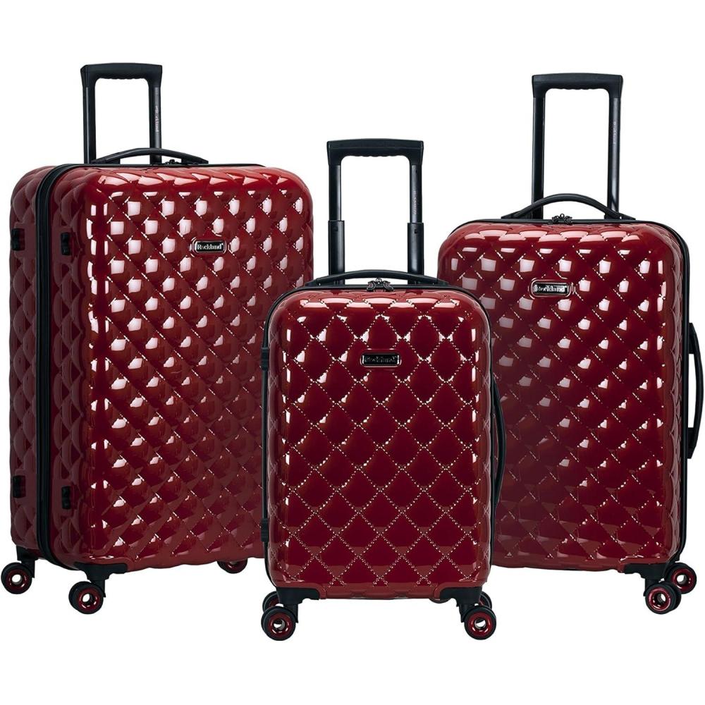 imageRockland Quilt Hardside Spinner Wheel Luggage Set Red 3Piece Set 202428Red