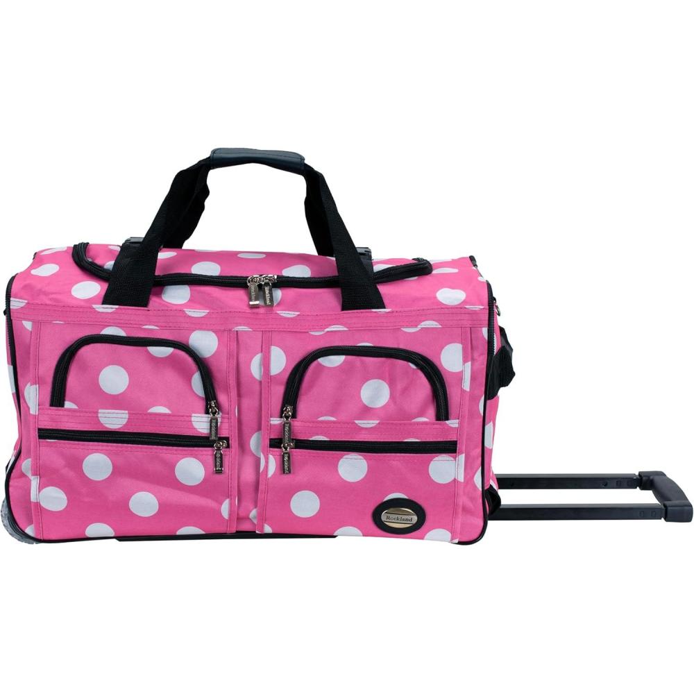 imageRockland Rolling Duffel Bag Pink Dot 22quot