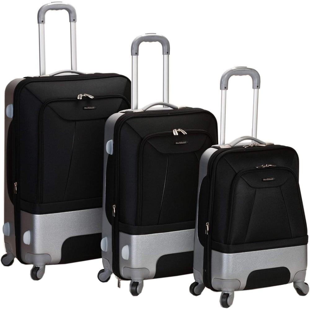 imageRockland Rome Hybrid Spinner Wheel Luggage Set Black 3Piece Set 202428Black