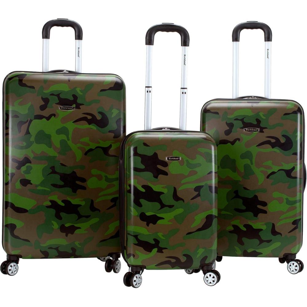 imageRockland Safari Hardside Spinner Wheel Luggage CAMO 3 Piece 20quot24quot28quotCamo