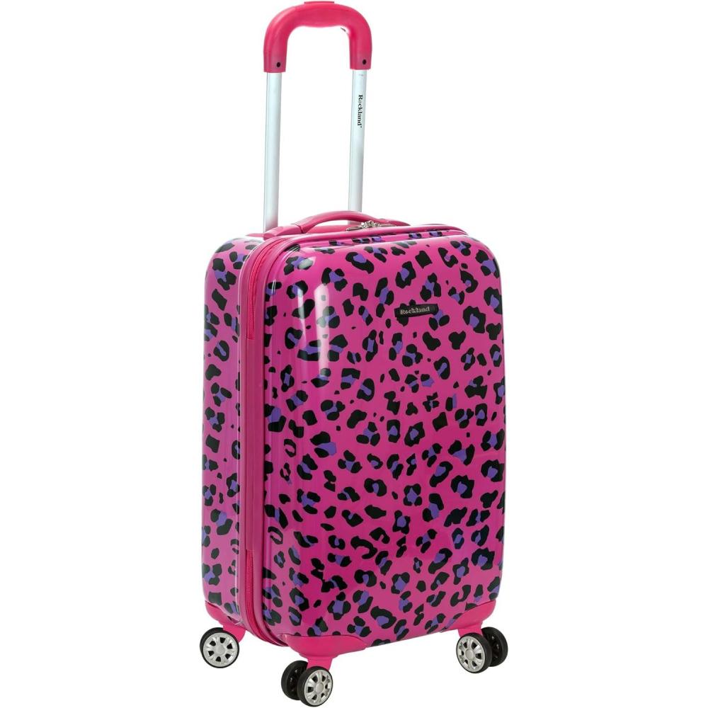 imageRockland Safari Hardside Spinner Wheel Luggage CAMO 3 Piece 20quot24quot28quotMagenta Leopard