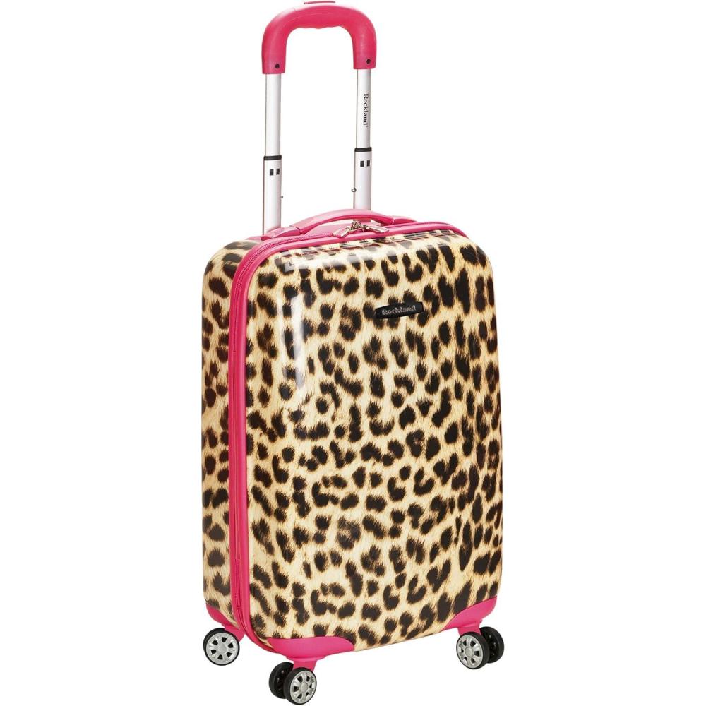 imageRockland Safari Hardside Spinner Wheel Luggage CAMO 3 Piece 20quot24quot28quotPink Leopard