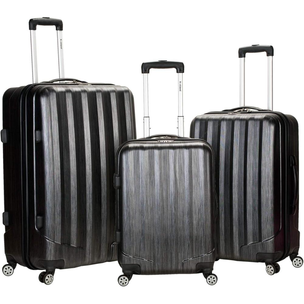 imageRockland Santa Fe Hardside Spinner Wheel Luggage Set Carbon 3Piece Set 202428Carbon