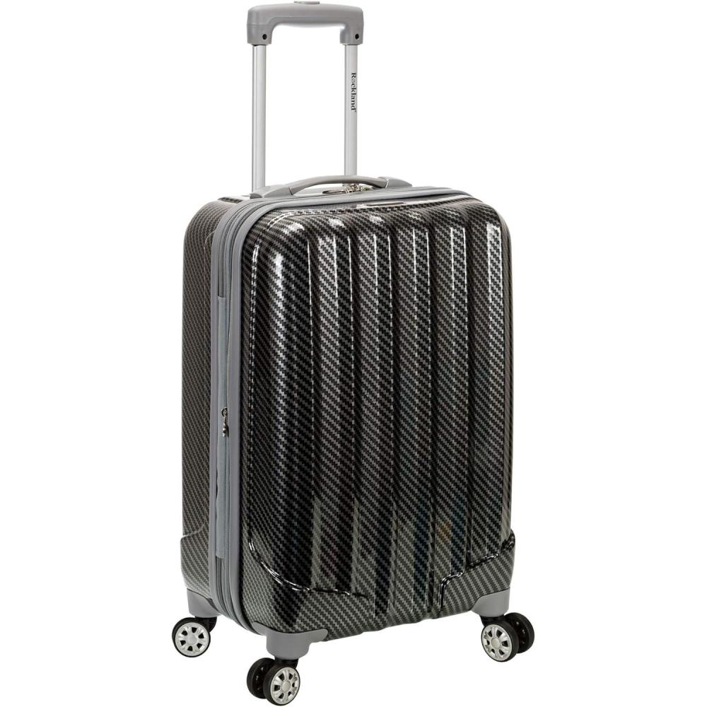imageRockland Santa Fe Hardside Spinner Wheel Luggage Set Carbon 3Piece Set 202428Fiber
