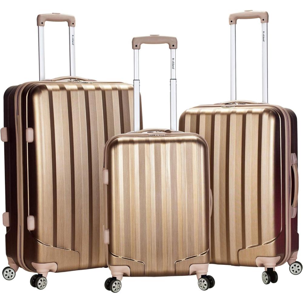 imageRockland Santa Fe Hardside Spinner Wheel Luggage Set Fiber 3Piece Set 202428BRONZE