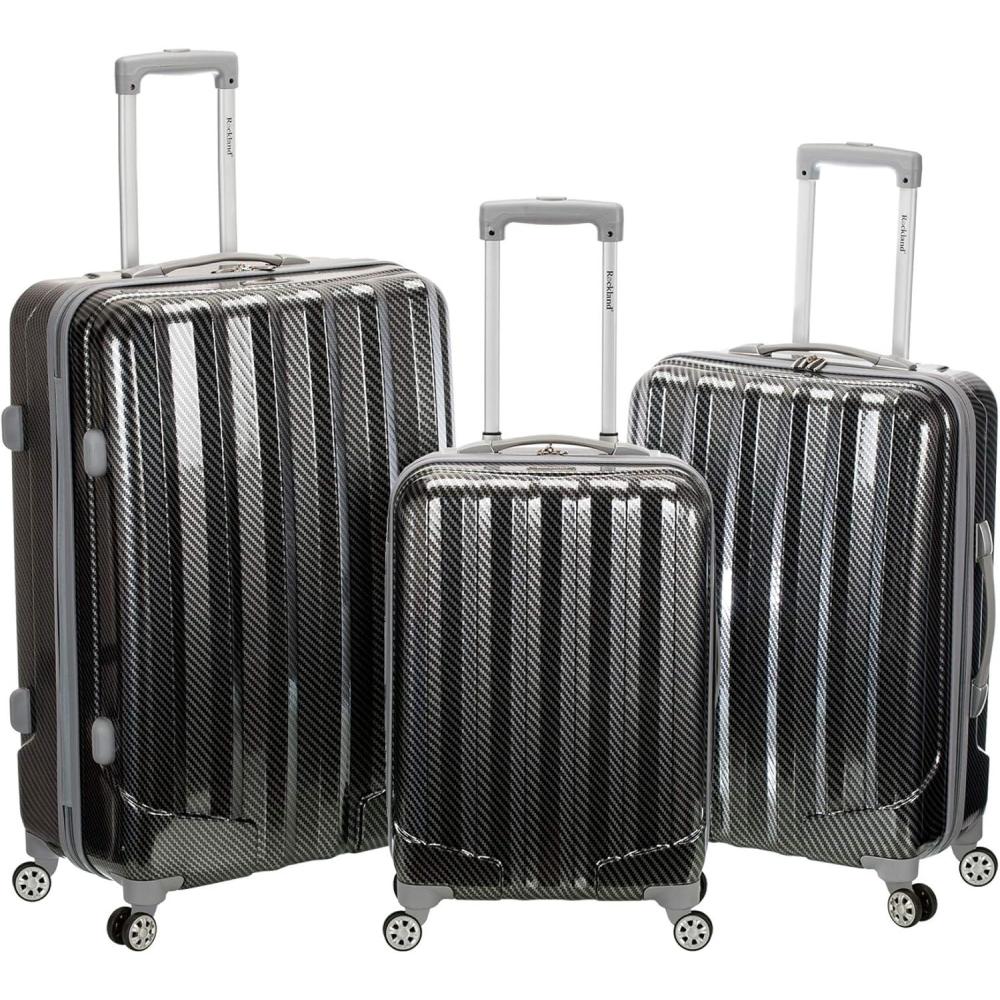 imageRockland Santa Fe Hardside Spinner Wheel Luggage Set Fiber 3Piece Set 202428FIBER