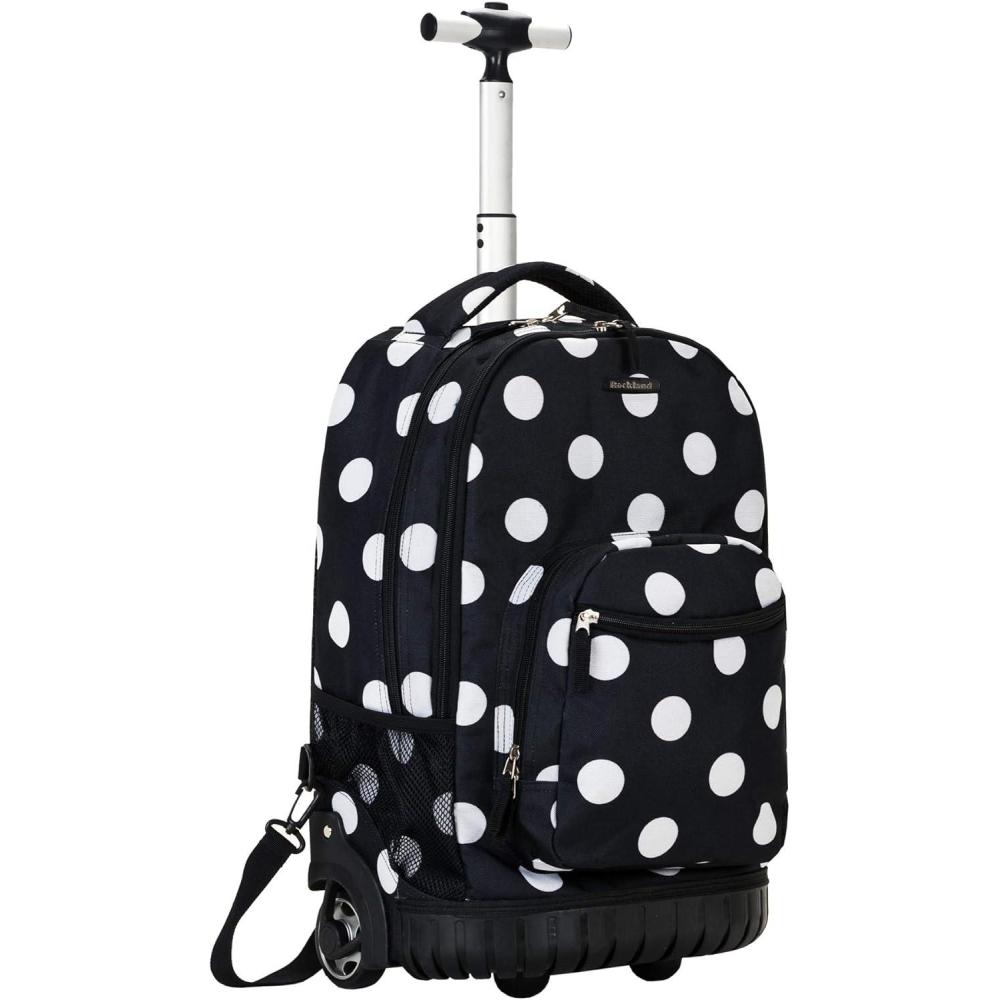imageRockland Single Handle Rolling Backpack Peace 19Inch R02PEACEBLACKDOT