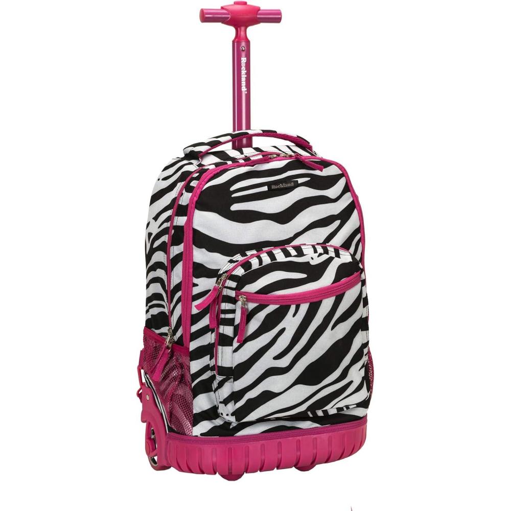 imageRockland Single Handle Rolling Backpack Peace 19Inch R02PEACEPINKZEBRA