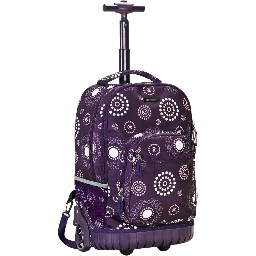 imageRockland Single Handle Rolling Backpack Peace 19Inch R02PEACEPURPLEPEARL