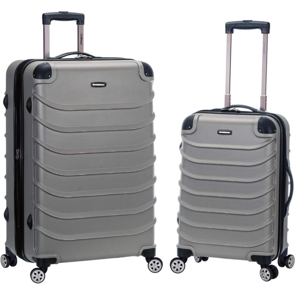 imageRockland Speciale Hardside 2Piece Expandable Spinner Luggage Set Orange 2Piece Set 2028Silver