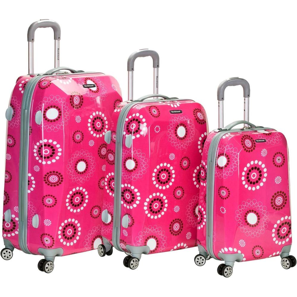imageRockland Vision Hardside Spinner Wheel Luggage Pucci 3Piece Set 202428Pink pearl