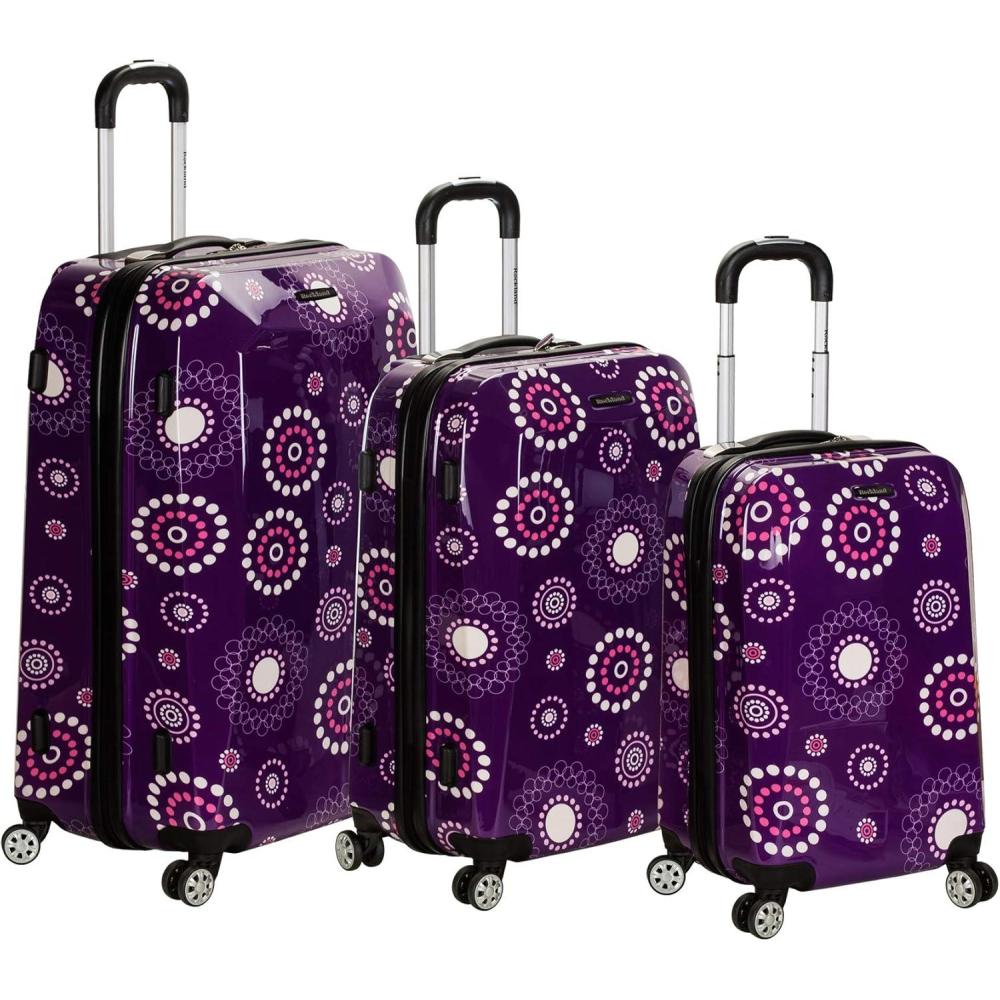 imageRockland Vision Hardside Spinner Wheel Luggage Pucci 3Piece Set 202428Purple Pearl