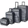 Rockland Fashion Softside Upright Luggage Set,Expandable, Orange, 2-Piece (14/19)(Black Plaid)