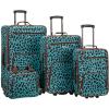 Rockland Fashion Softside Upright Luggage Set,Expandable, Orange, 2-Piece (14/19)(Blue Leopard)