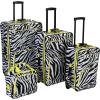 Rockland Fashion Softside Upright Luggage Set,Expandable, Orange, 2-Piece (14/19)(Lime Zebra)