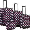 Rockland Fashion Softside Upright Luggage Set,Expandable, Orange, 2-Piece (14/19)(Multi/Pink Dot)