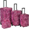 Rockland Fashion Softside Upright Luggage Set,Expandable, Orange, 2-Piece (14/19)(Pink Bandana)