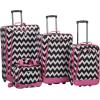 Rockland Fashion Softside Upright Luggage Set,Expandable, Orange, 2-Piece (14/19)(Pink Chevron)