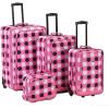 Rockland Fashion Softside Upright Luggage Set,Expandable, Orange, 2-Piece (14/19)(Pink Dot)