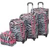Rockland Fashion Softside Upright Luggage Set,Expandable, Orange, 2-Piece (14/19)(Pink Zebra)