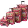 Rockland Fashion Softside Upright Luggage Set,Expandable, Orange, 2-Piece (14/19)(Tribal)
