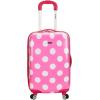 Rockland Laguna Beach Hardside Spinner Wheel Luggage, Black Dot, Carry-On 20-Inch(Pink Dots)