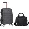 Rockland Melbourne Hardside Expandable Spinner Wheel Luggage Set, Purple, Carry-On 20-Inch and Tote 14-Inch(Black)