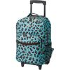Rockland Double Handle Rolling Backpack, New Heart, 17-Inch(BLUELEOPARD)