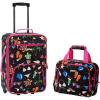 Rockland Fashion Softside Upright Luggage Set, Telescoping Handles, Pink Giraffe, 4-Piece (14/19/24/28)(Beach)