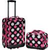 Rockland Fashion Softside Upright Luggage Set,Expandable, Orange, 2-Piece (14/19)(Multi/Pink Dot)