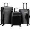 Rockland Horizon Hardside Spinner Wheel Luggage Set, Silver, 3-Piece Set (20/24/28)(Black)